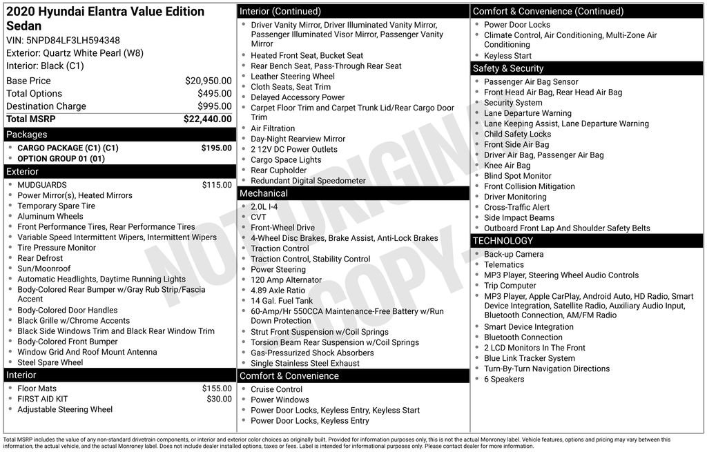 Used 2020 White Hyundai Value Edition image 6