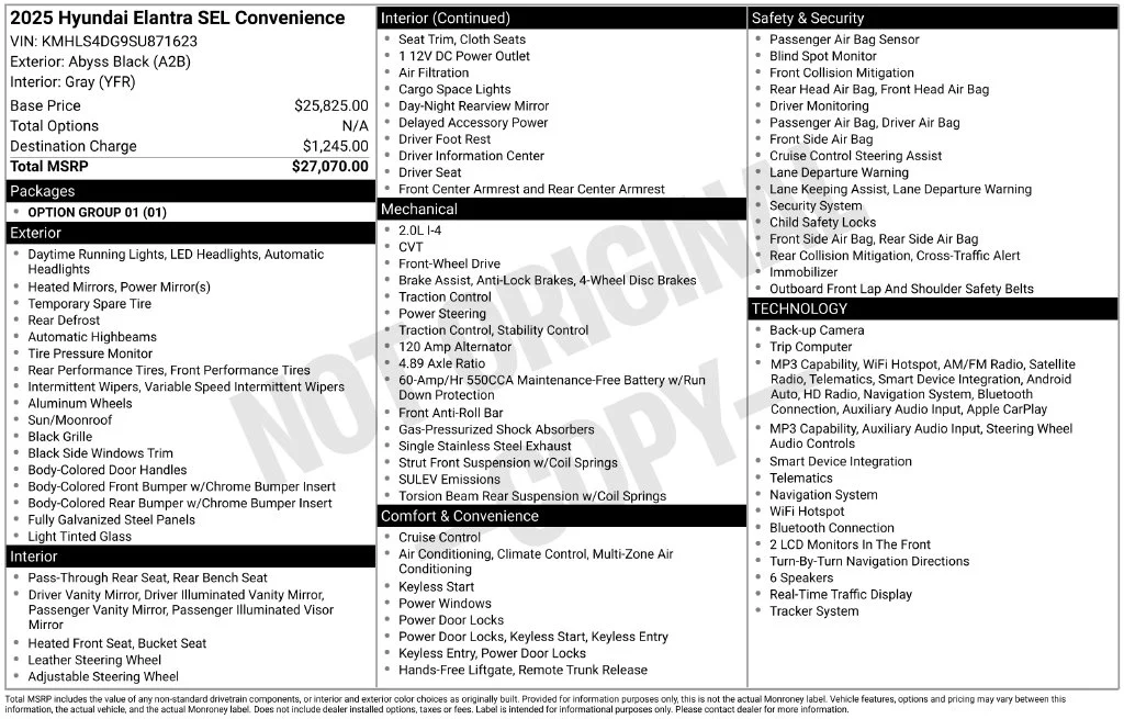 Used 2025 Black Hyundai SEL Convenience image 2