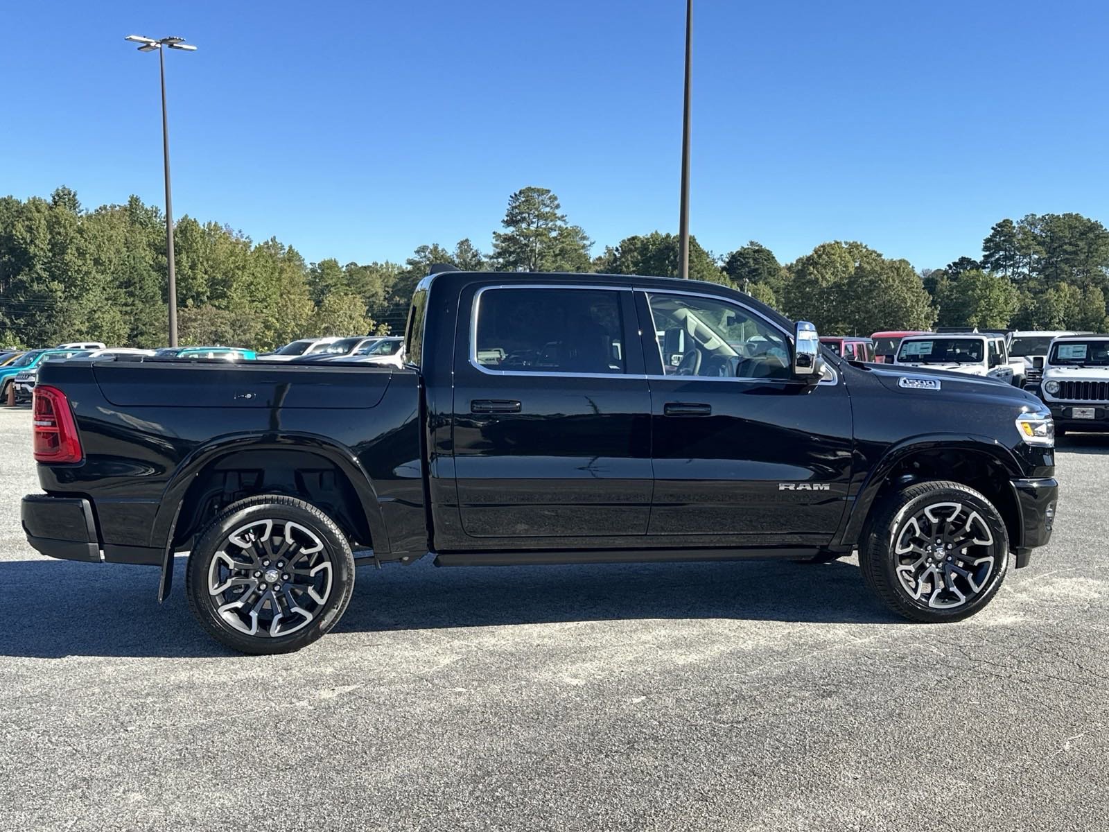 New 2025 Diamond Black Crystal Pearl-Coat Exterior Paint RAM Longhorn 4x4 Crew Cab 5