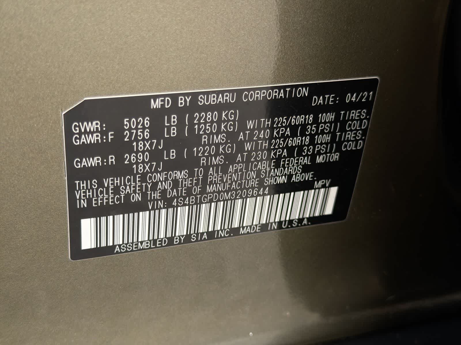 Used 2021 Autumn Green Metallic Subaru Touring XT image 38