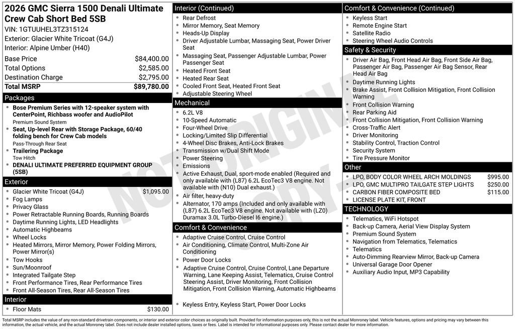 New 2026 Glacier White Tricoat GMC Denali Ultimate image 46
