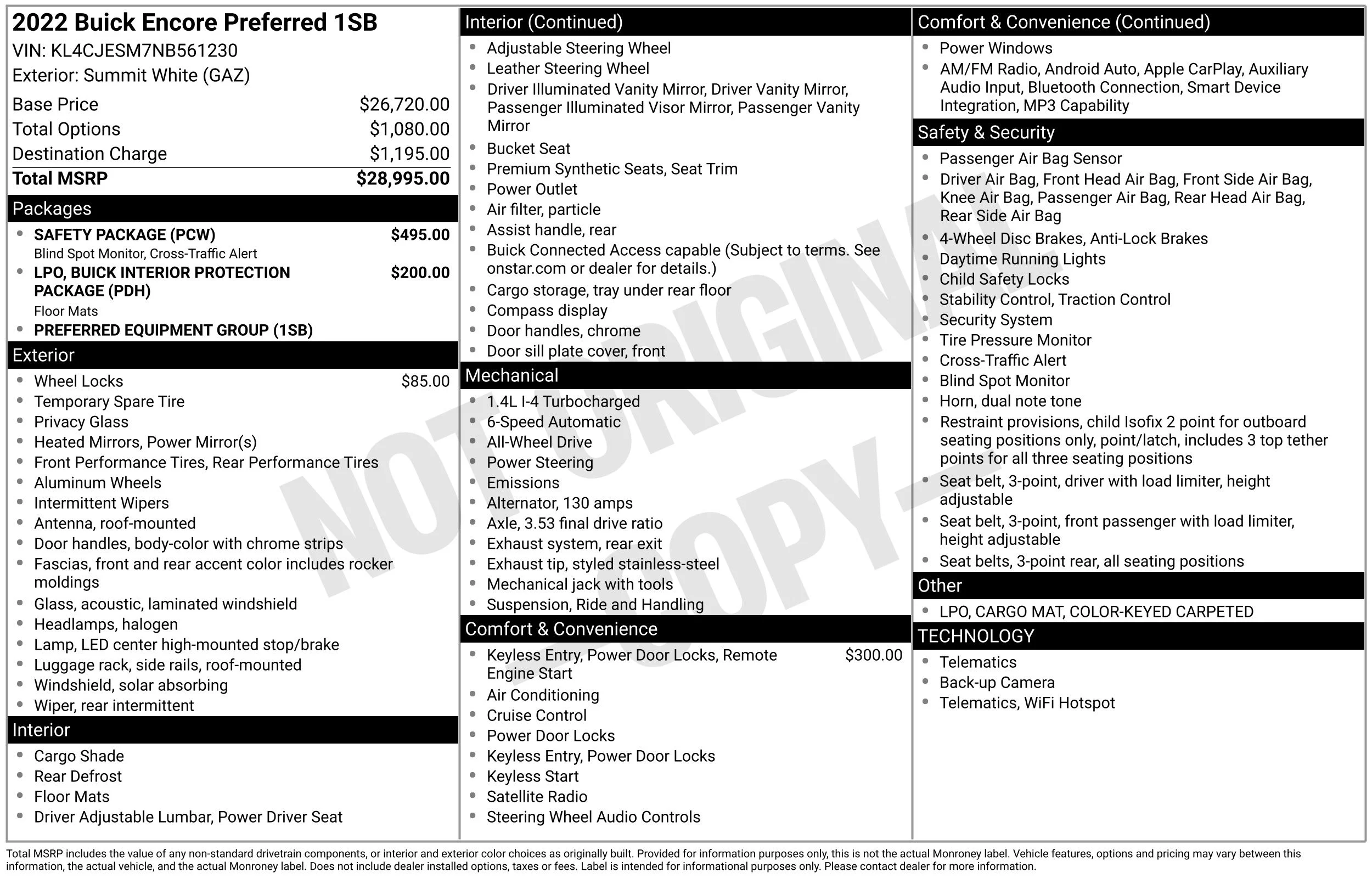 Used 2022 White Buick Preferred image 6