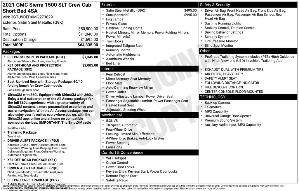 Used 2021 Gray GMC SLT image 1