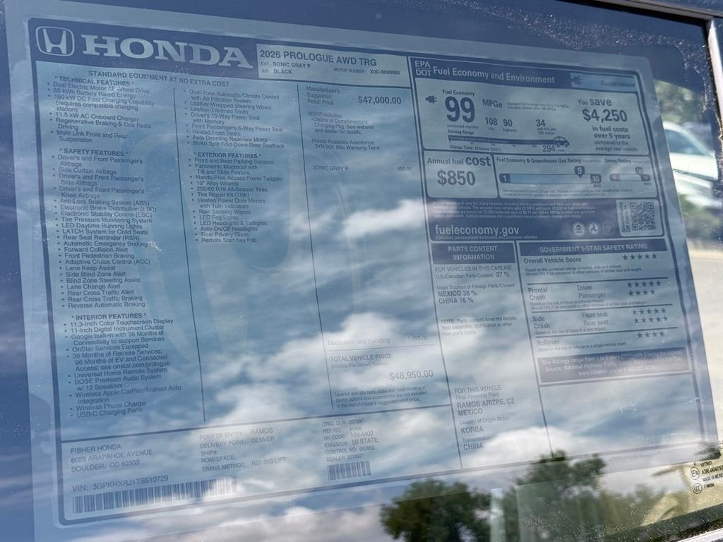 New 2026 Sonic Gray Pearl Honda Touring image 27