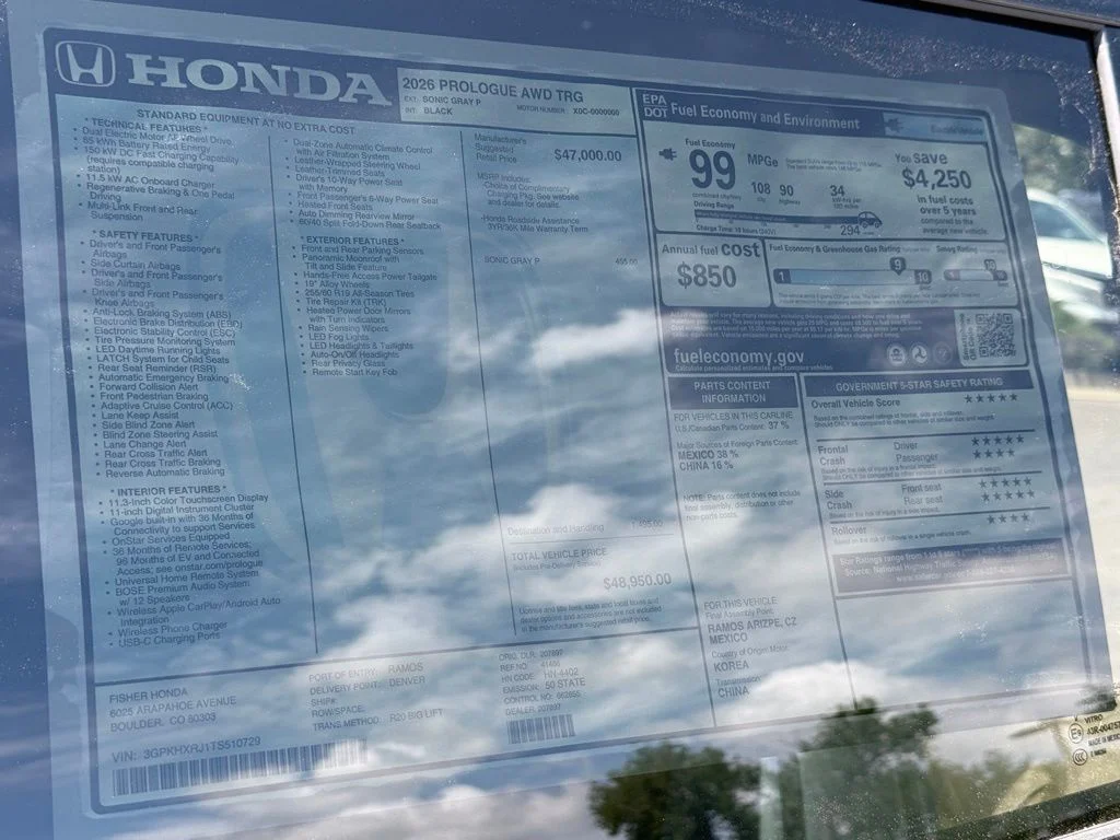 New 2026 Sonic Gray Pearl Honda Touring image 27