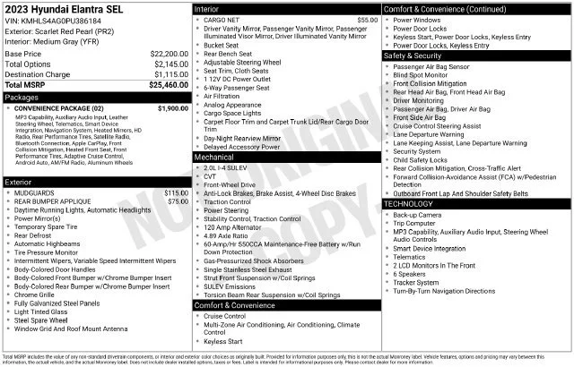 Used 2023 Scarlet Red Pearl Hyundai SEL image 31