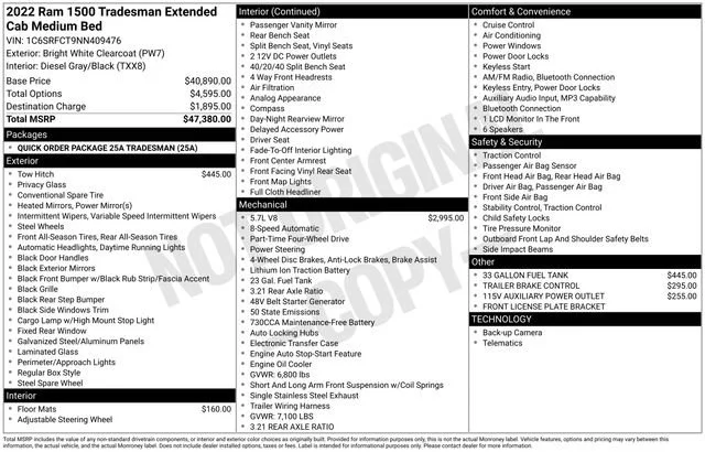 Used 2022 White Ram Tradesman image 37