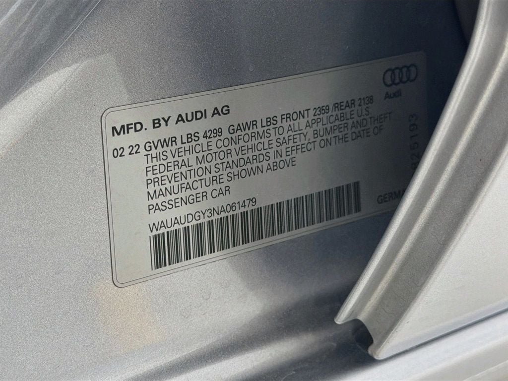 Used 2022 Florett Silver Metallic Audi Premium 40 TFSI image 31