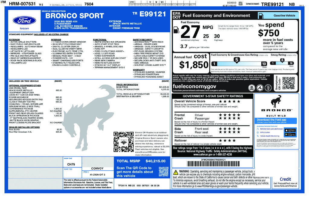 New 2026 Space White Metallic Ford Big Bend® image 27