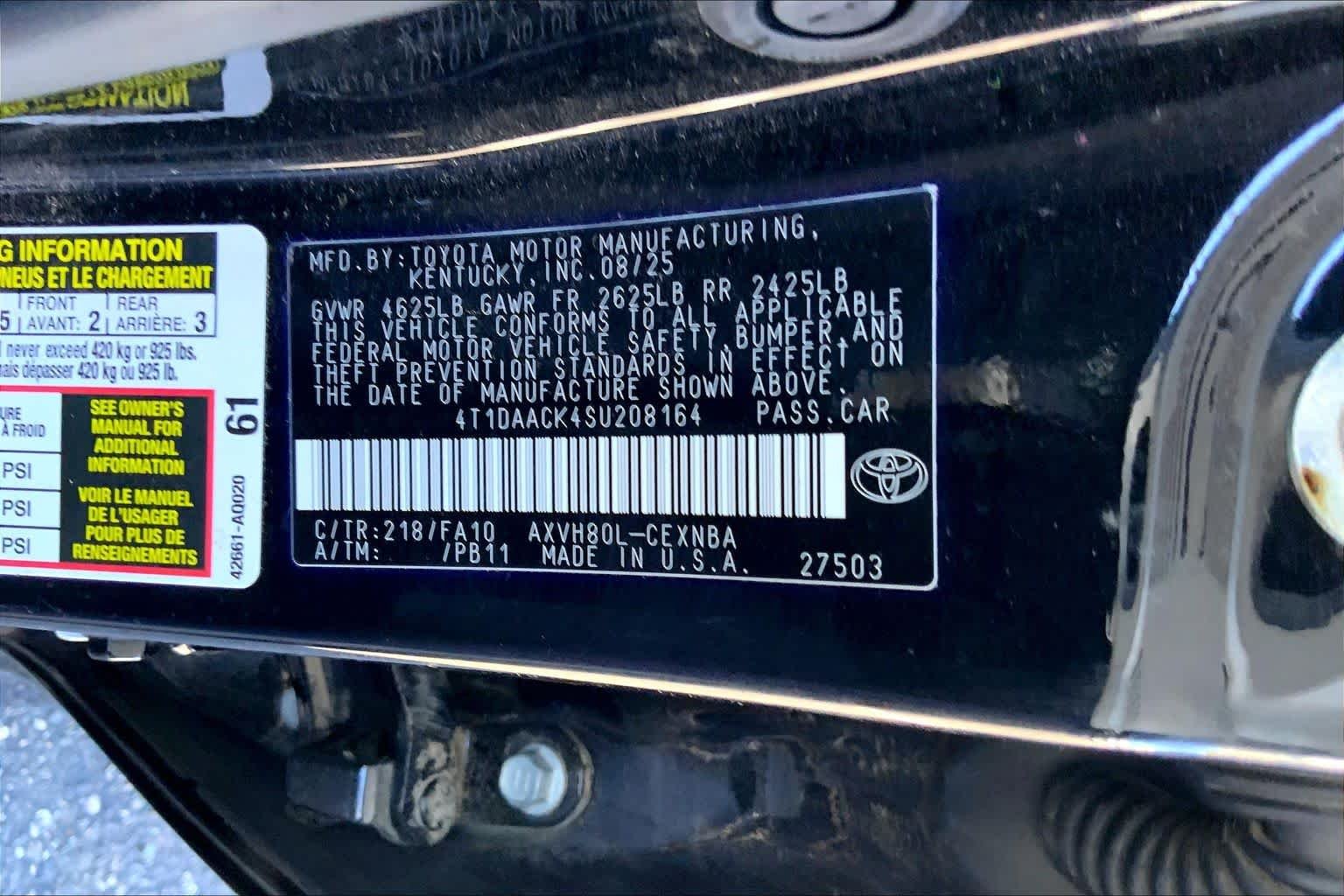 Used 2025 Midnight Black Metallic Toyota LE image 29