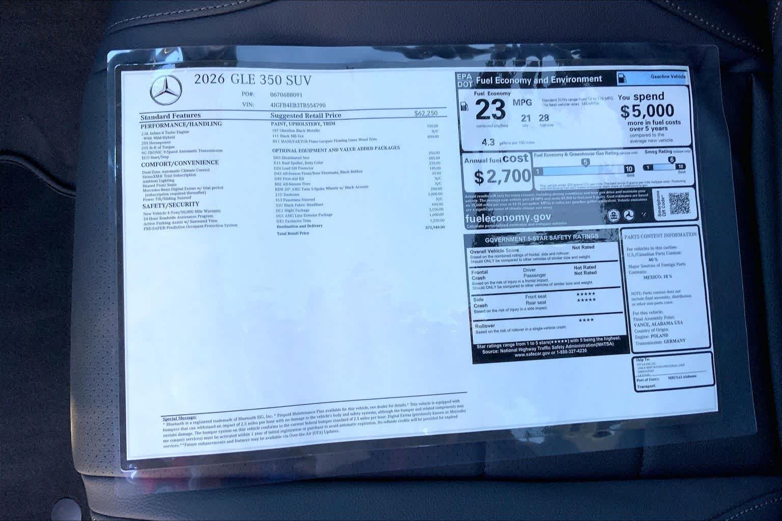 New 2026 Obsidian Black Metallic Mercedes-Benz GLE 350 image 16