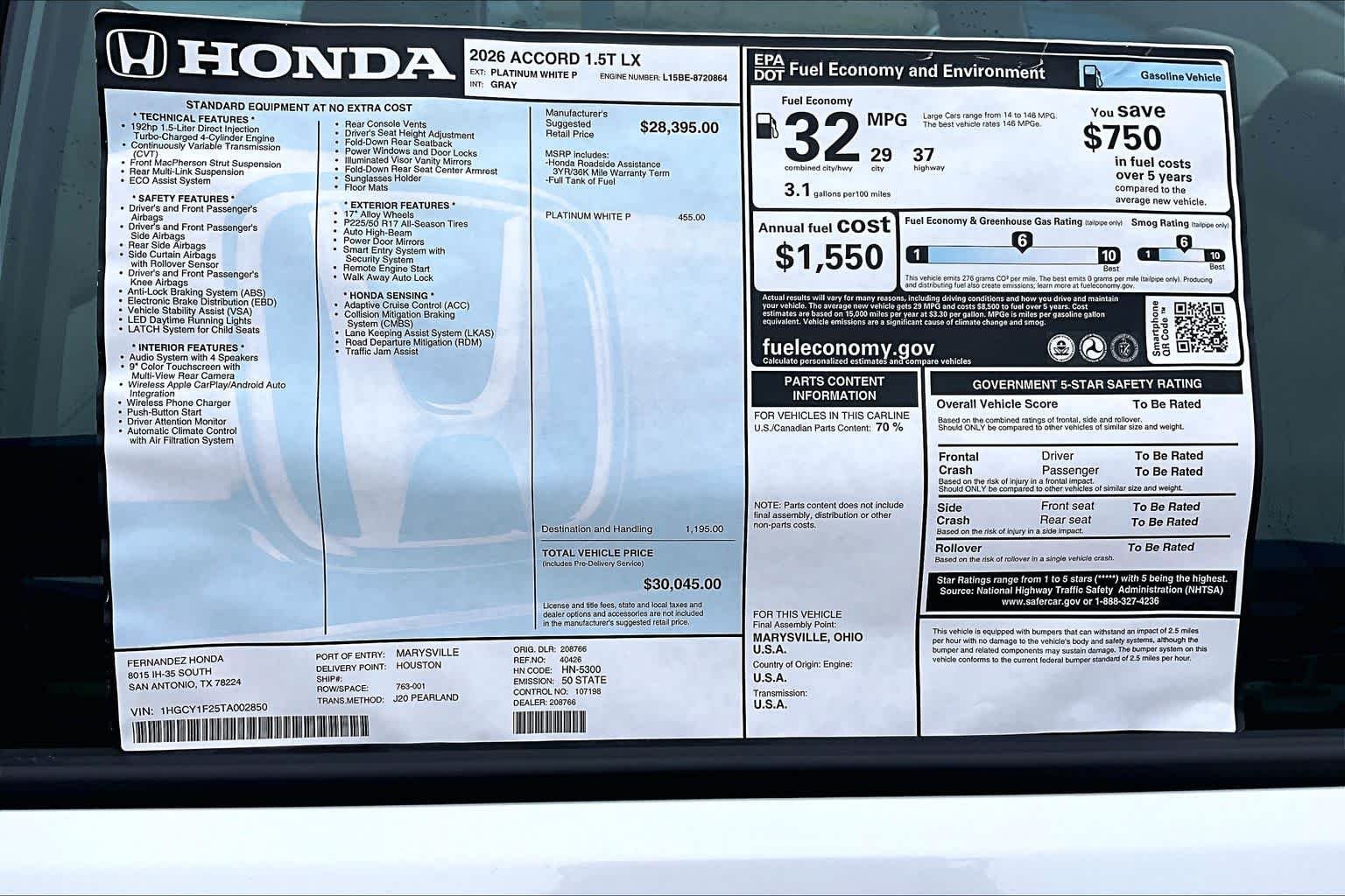 2026 Honda Accord LX - Photo 19