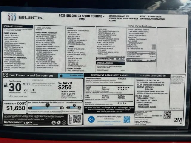New 2026 Brilliant Red Buick Sport Touring image 21