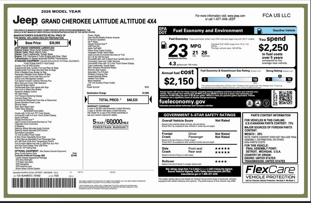 New 2026 Silver Zynith Exterior Paint Jeep Altitude image 2