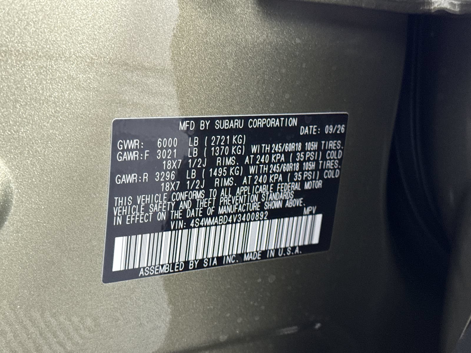 New 2027 AUTUMN GREEN METALLIC Subaru Premium 7-Passenger image 12