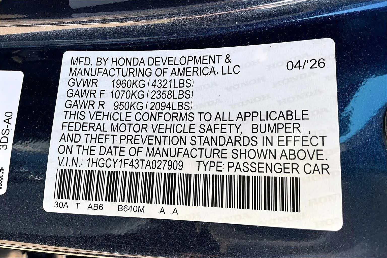 New 2026 Canyon River Blue Metallic Honda SE image 18