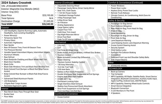 Used 2024 Gray Subaru Base image 31