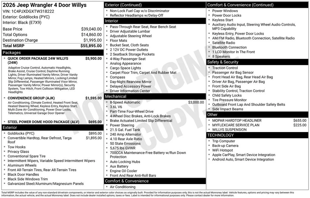 New 2026 Goldilocks Exterior Paint Jeep Willys image 41