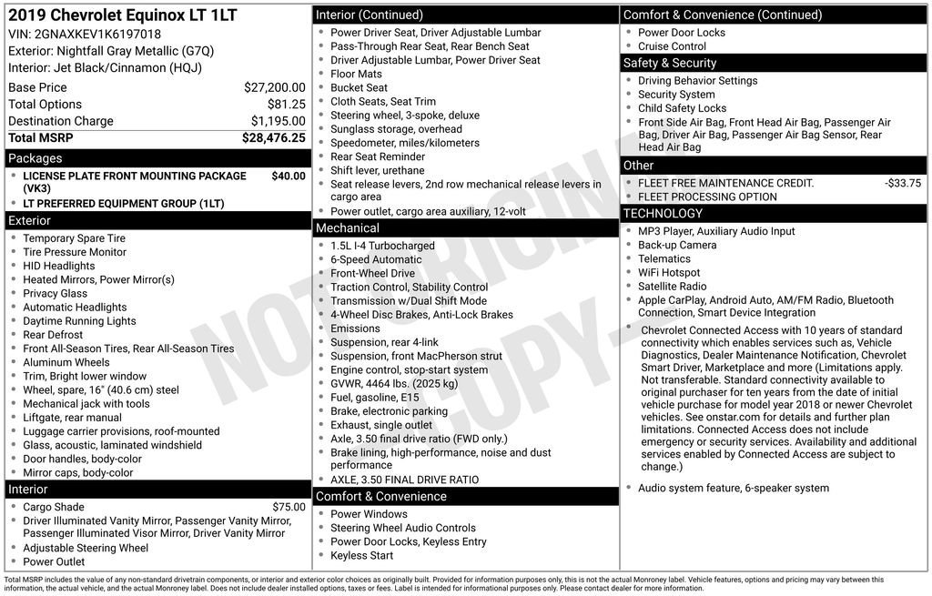 Used 2019 NIGHTFALL GRAY METALLIC Chevrolet LT image 2