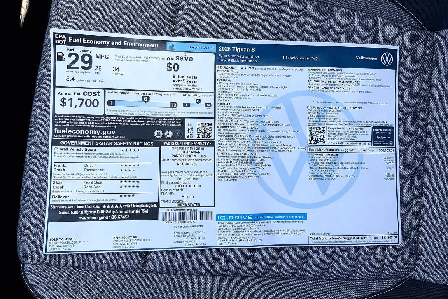 New 2026 Pyrite Silver Metallic Volkswagen S image 22