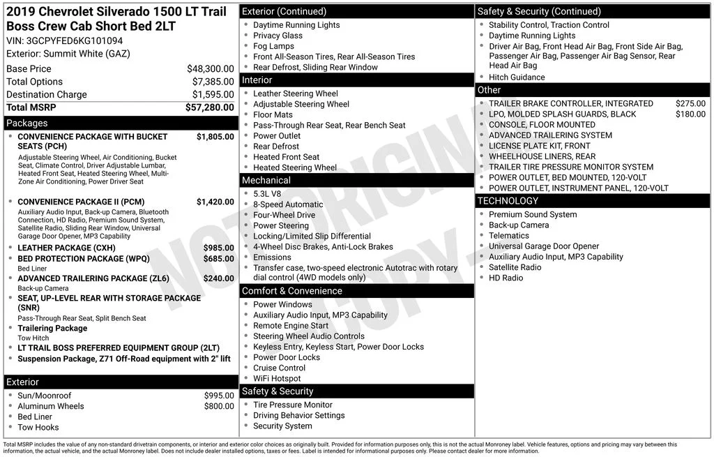 Used 2019 White Chevrolet LT Trail Boss image 36