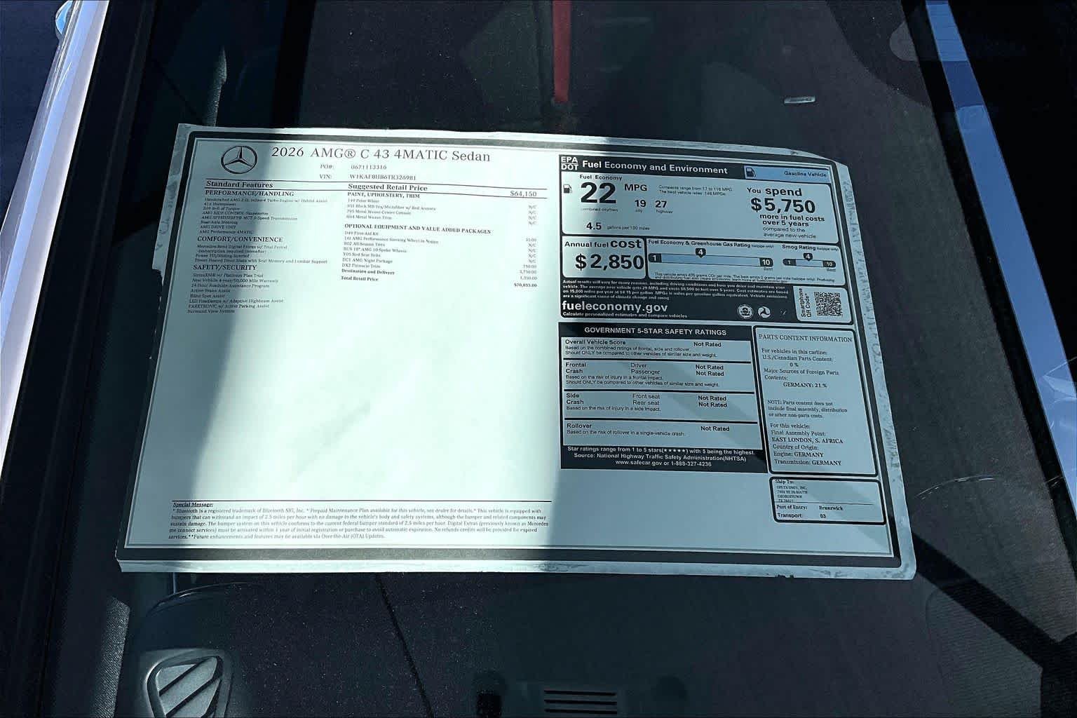 New 2026 Polar White Mercedes-Benz AMG® C 43 4MATIC® Sedan image 22
