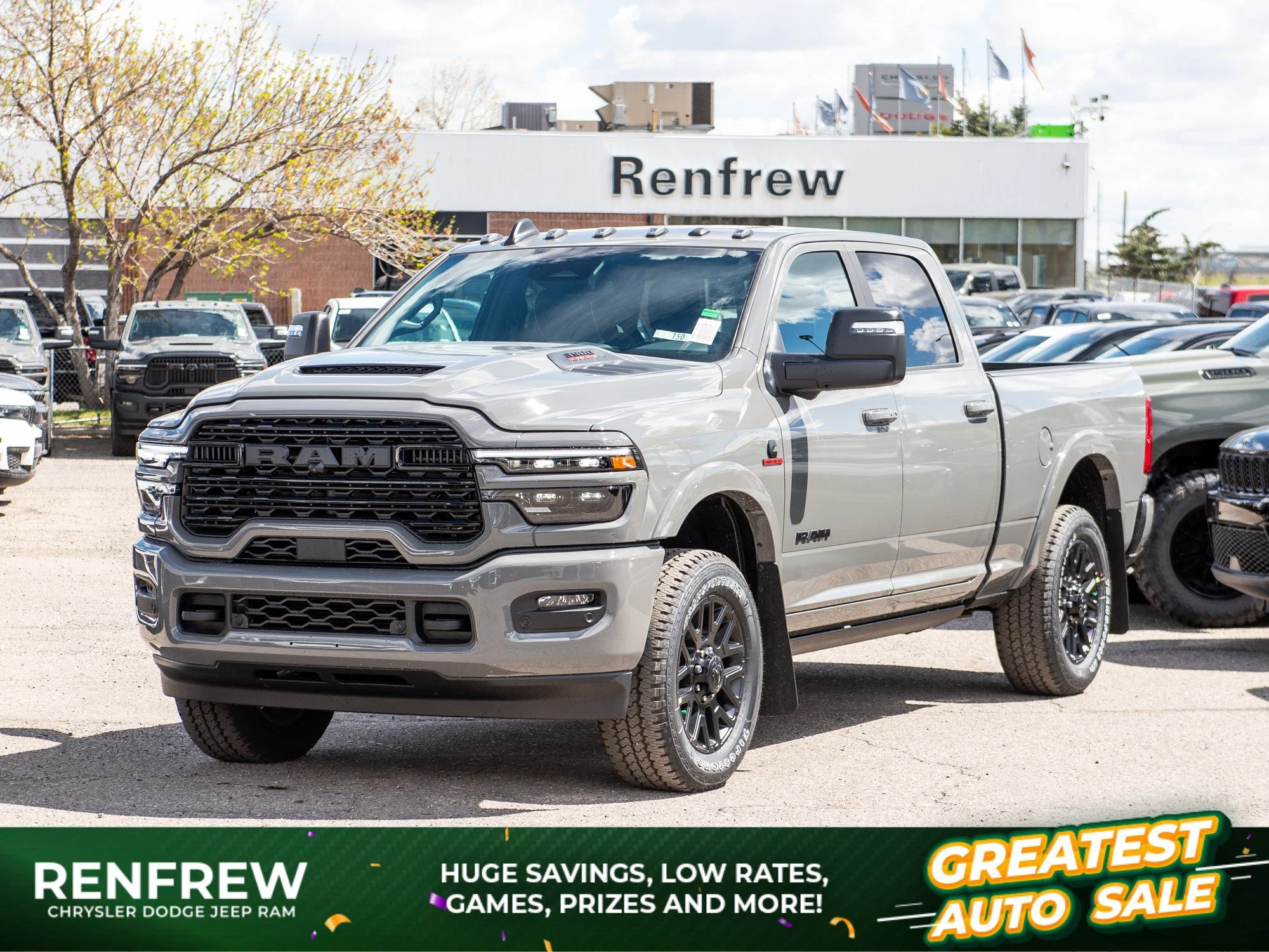New 2026 Grey RAM Limited Night* Crew Cab 4x4, Sunroof, Harman/Kardon, Pwr Running Boards image 1