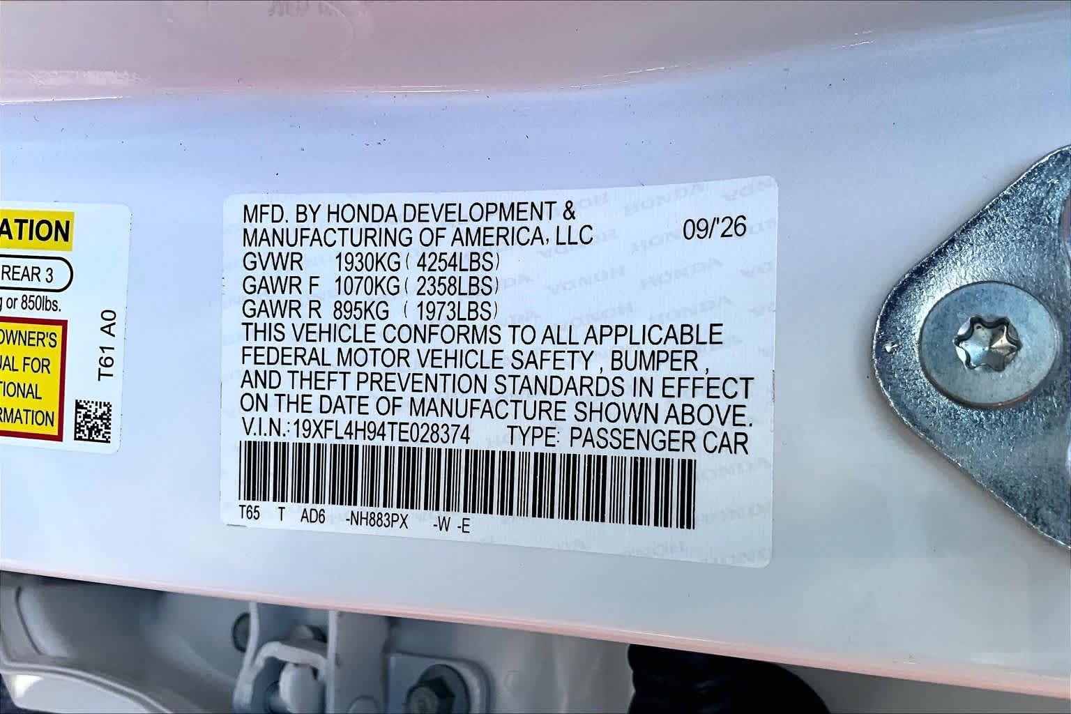 New 2026 Platinum White Pearl Honda Sport Touring image 18