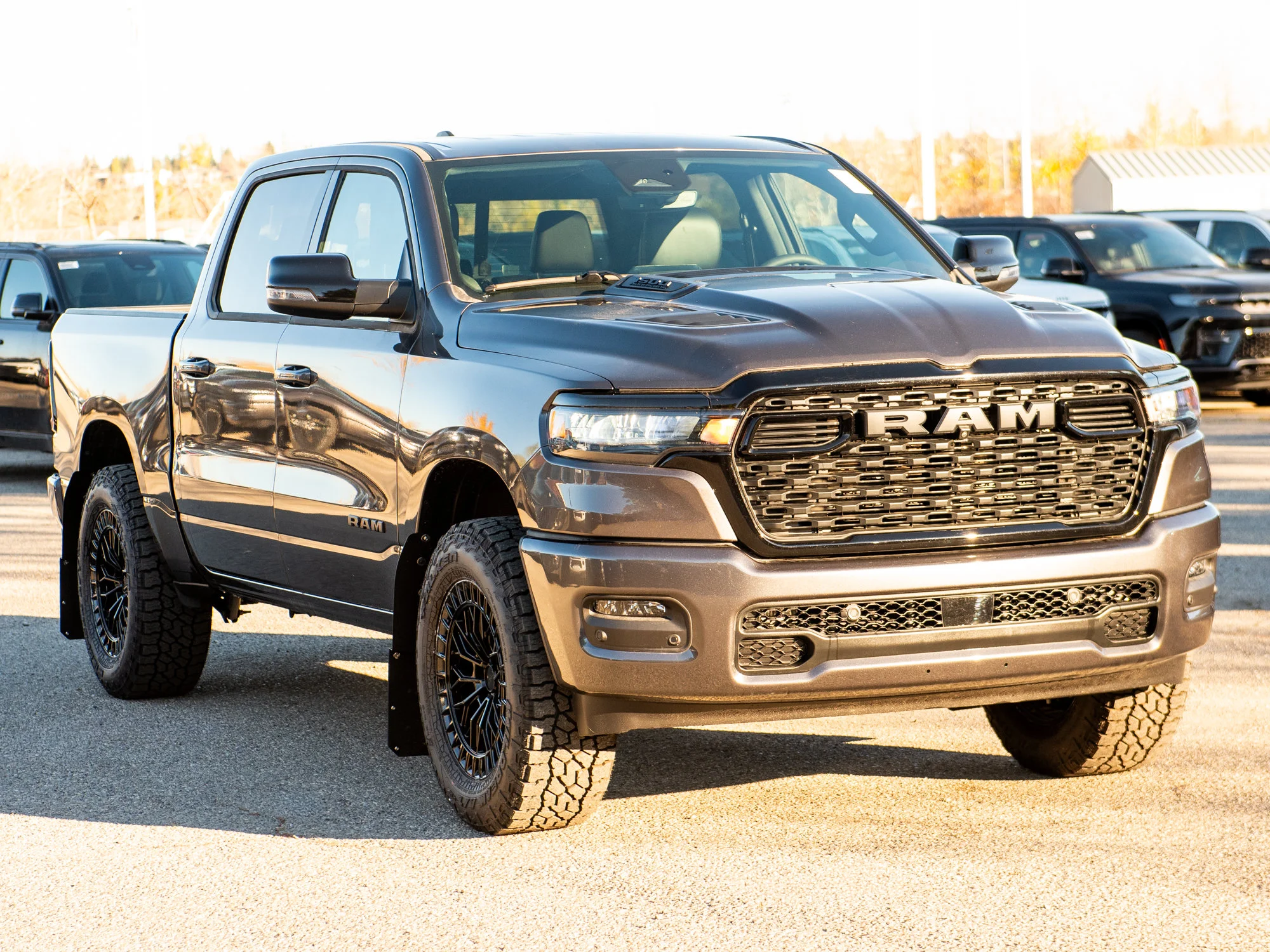 New 2026 Grey RAM Sport Night* Crew Cab 4x4, 35 Inch Tires, Mayhem Wheels, Trigger Industries MudFlaps image 9