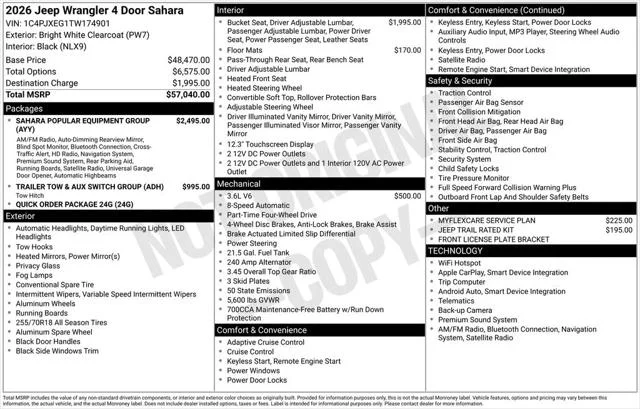 New 2026 Bright White Clear-Coat Exterior Paint Jeep Sahara image 6