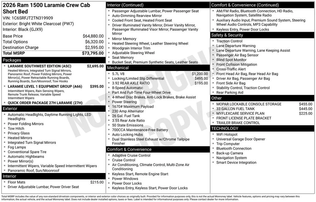 New 2026 Bright White Clear-Coat Exterior Paint RAM Laramie image 6