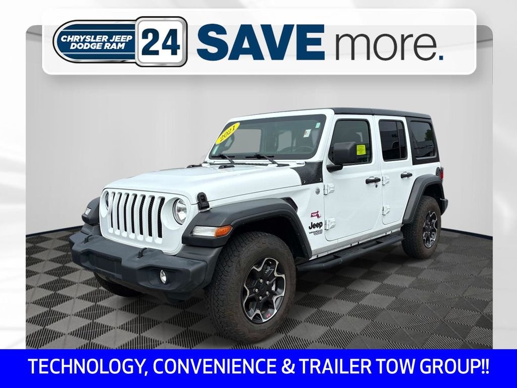 Used 2021 White Jeep Unlimited Sport S image 1