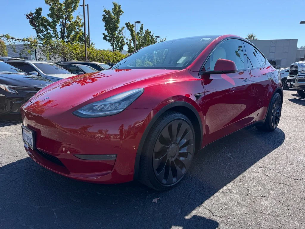 Used 2020 Red Tesla Performance image 2