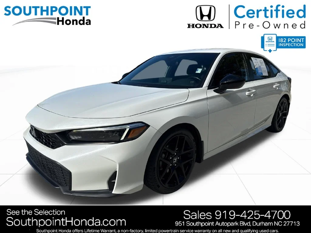 Certified Used 2025 Platinum White Pearl Honda 4D SPORT image 3