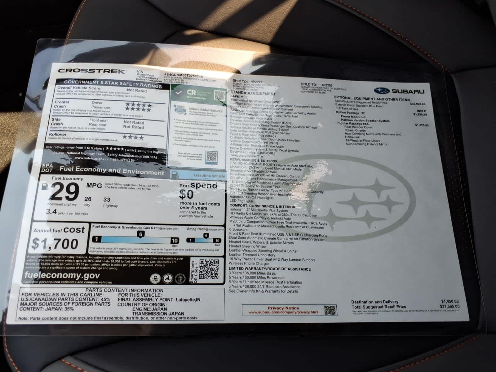 New 2026 SAPPHIRE BLUE PEARL Subaru Limited image 40