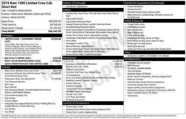 Used 2019 Billet Silver Metallic Clearcoat Ram Limited image 38