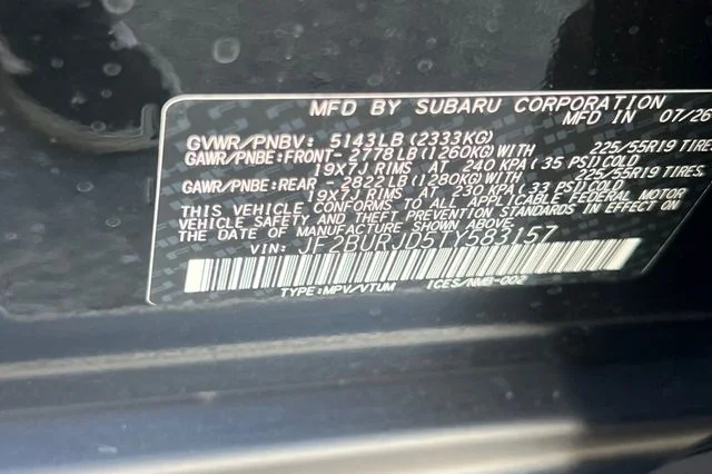New 2026 CRYSTAL BLACK SILICA Subaru Touring XT image 25