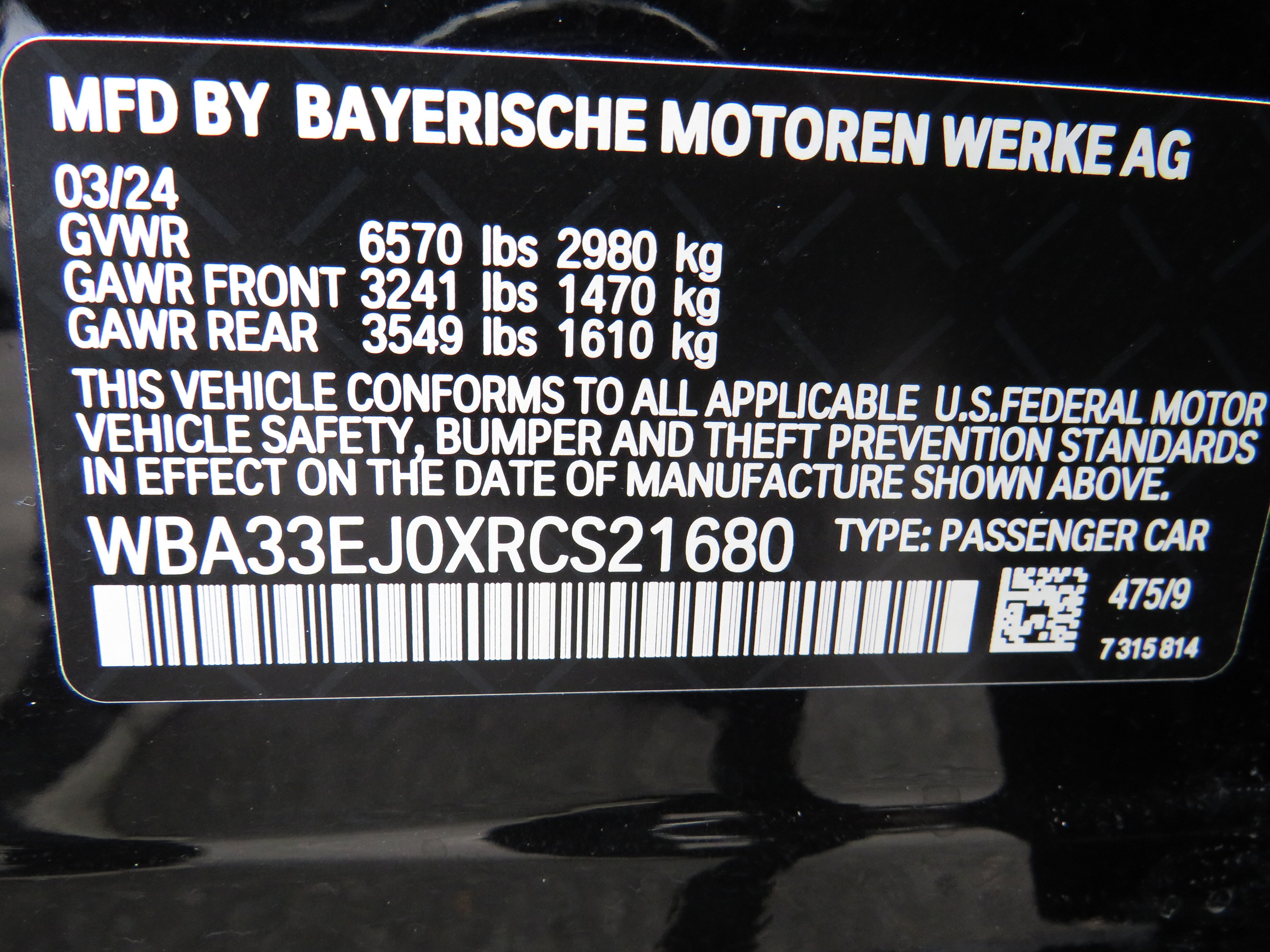 Used 2024 Black Sapphire Metallic BMW 760i xDrive image 7
