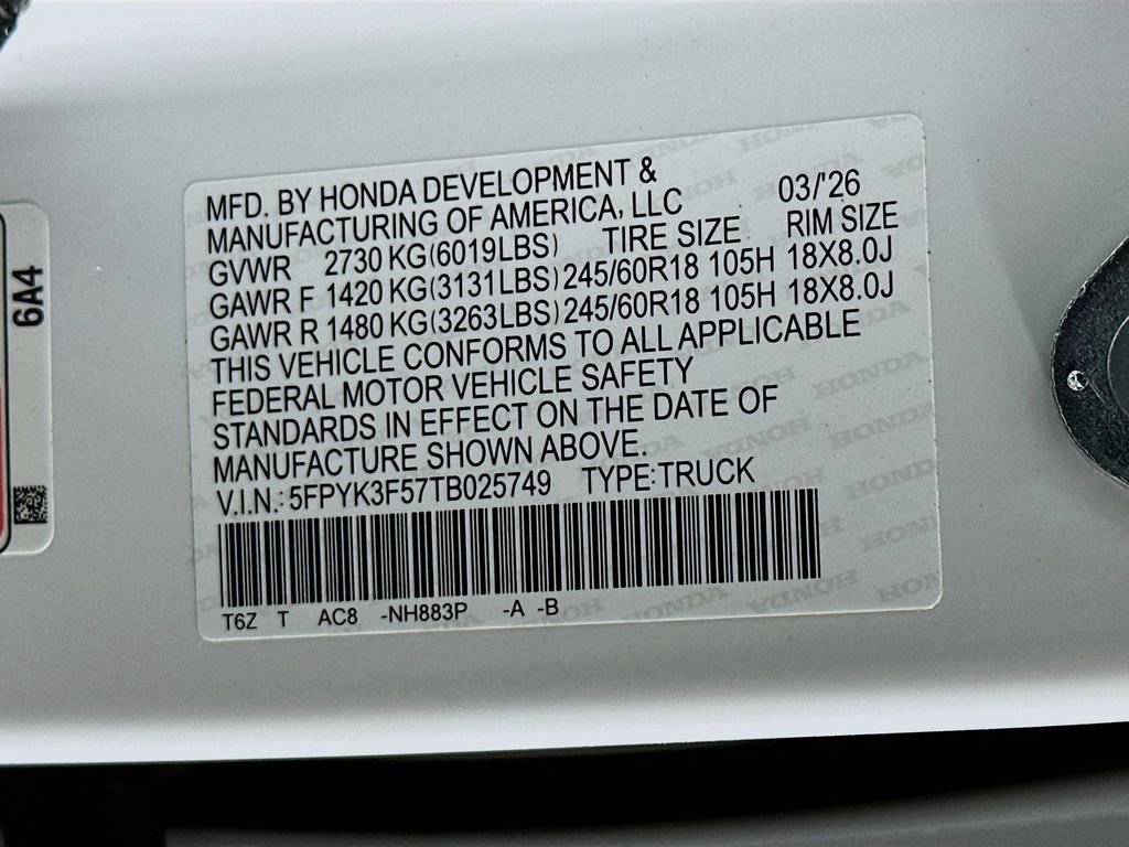 New 2026 Platinum White Pearl Honda RTL image 32