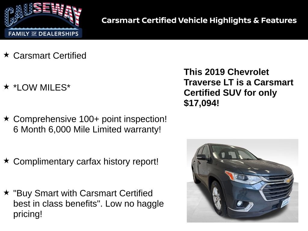 Used 2019 Chevrolet Traverse 1LT with VIN 1GNEVGKW3KJ142820 for sale in Stafford Township, NJ