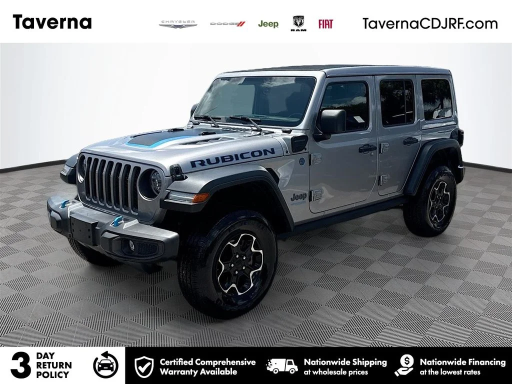 Used 2021 Silver Jeep Unlimited Rubicon 4xe image 1