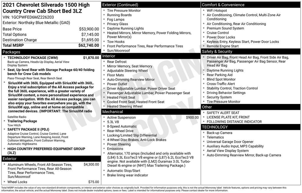 Certified Used 2021 NORTHSKY BLUE METALLIC Chevrolet High Country image 10