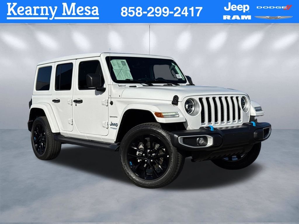 Certified Used 2022 White Jeep Unlimited Sahara 4xe image 1