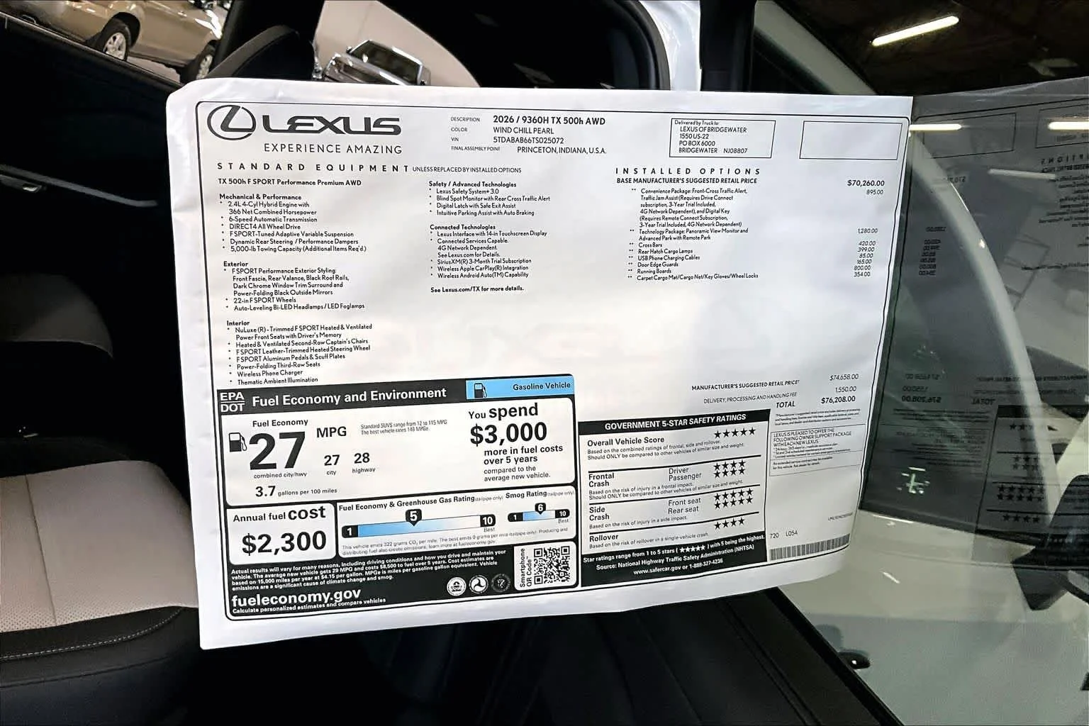 New 2026 Wind Chill Pearl Lexus F SPORT Performance Premium image 14