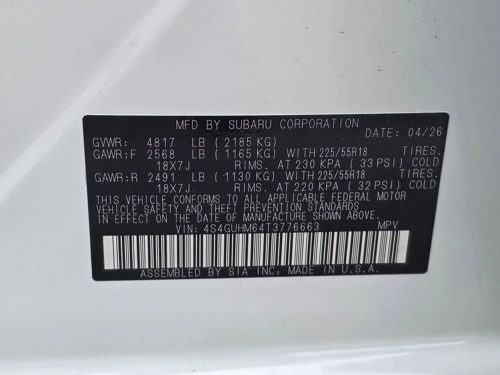 New 2026 CRYSTAL WHITE PEARL Subaru Limited image 31