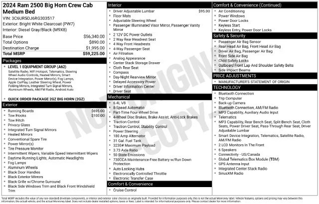 Used 2024 Bright White Clearcoat Ram Big Horn image 38