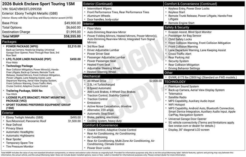 New 2026 Ebony Twilight Metallic Buick Sport Touring image 2
