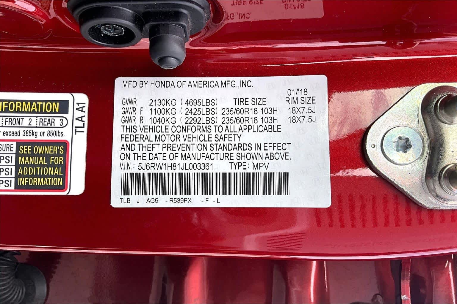 Used 2018 Basque Red Pearl II Honda EX-L image 32