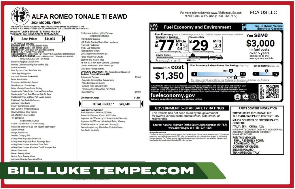 Used 2024 White Alfa Romeo Ti image 1