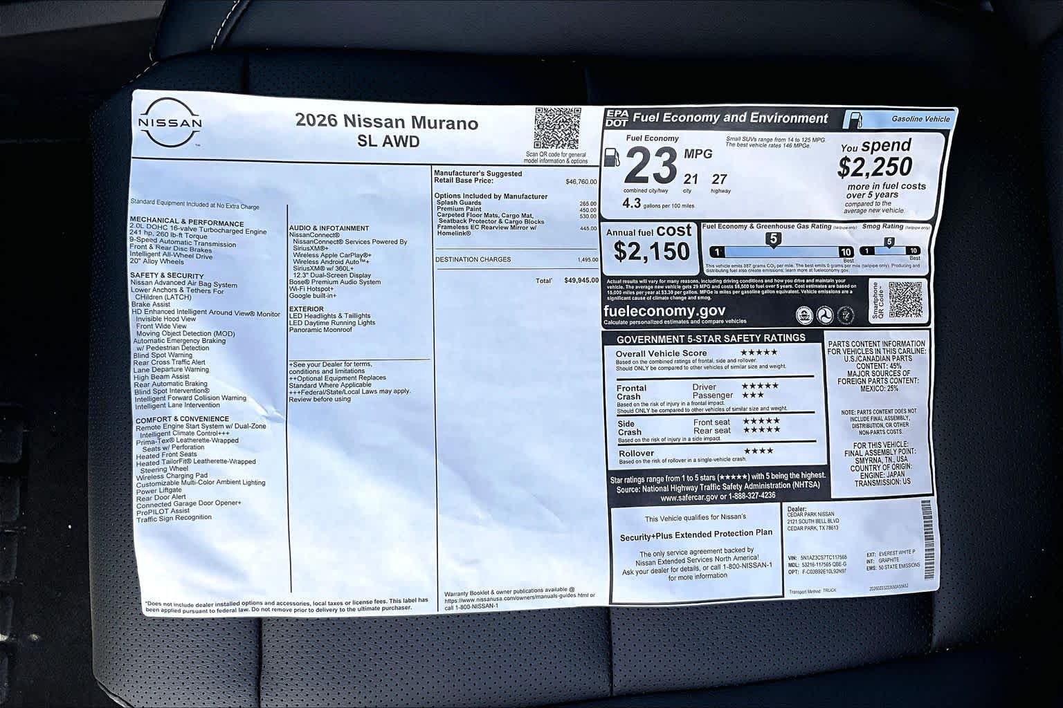 New 2026 Everest White Pearl Tricoat Nissan SL image 21